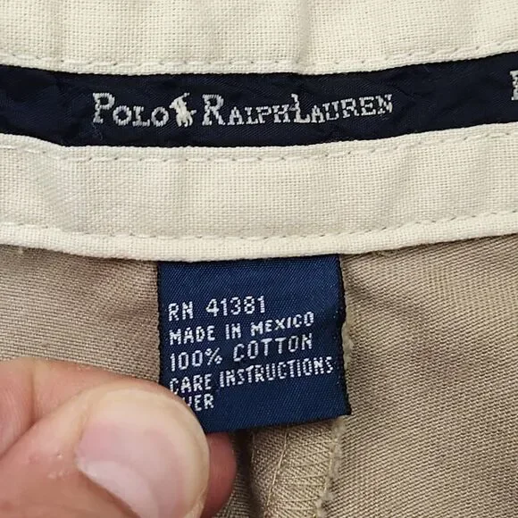 Polo Ralph Lauren Andrew Pants Men's 38x32 Beige Tan Brown Khaki Chinos Pleated - Picture 2 of 6